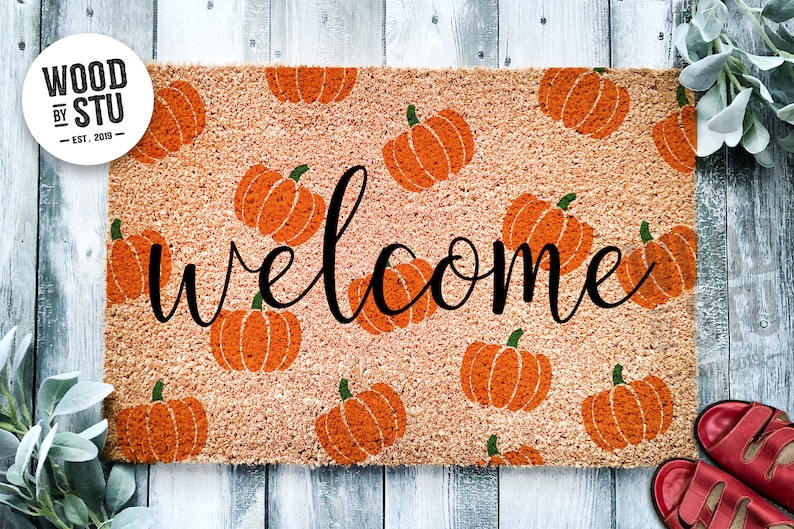 Fall Vibes Door Mat Fall Doormat Welcome Mat Gourd Fall 