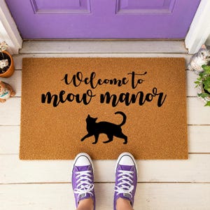 Welcome to Meow Manor Mat, Coir Doormat for Cat Lovers, Funny Housewarming New Home Gift image 9