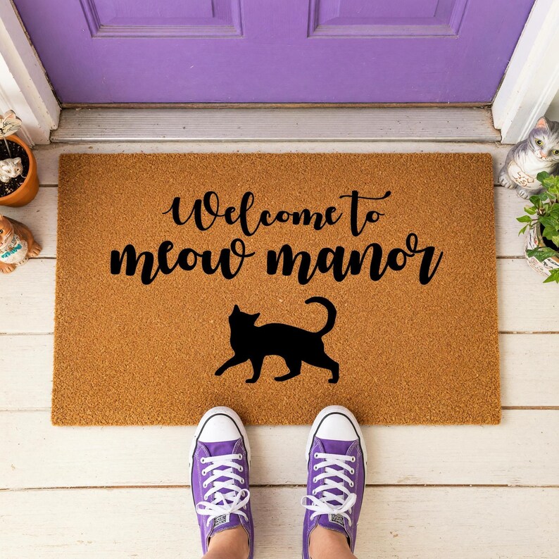Welcome to Meow Manor Mat, Coir Doormat for Cat Lovers, Funny Housewarming New Home Gift image 9