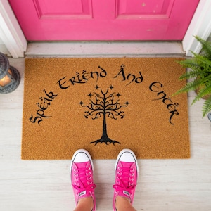 Speak Friend And Enter Welcome Mat, Coir Doormat for Housewarming, Fantasy Movie Fan Gift image 7