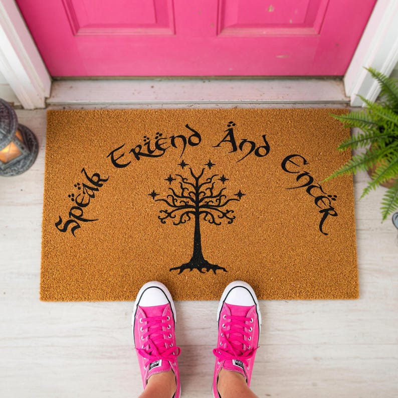 Speak Friend And Enter Welcome Mat, Coir Doormat for Housewarming, Fantasy Movie Fan Gift image 7