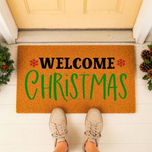 Welcome Christmas Doormat Snowflake Holiday Entry Rug 1577