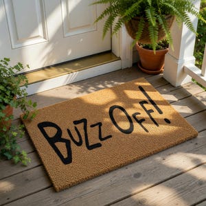 Funny Doormat, Buzz Off Welcome Mat, Front Door Mat, Housewarming Gift, New Home Gift, Funny Doormats, Outdoor Decor, Welcome Doormat