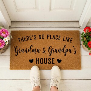 Custom Personalized Doormat: There's No Place Like Grandma & Grandpa's House, Mother's Day Gift, Welcome Mat