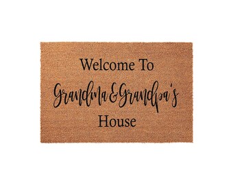 Welcome To Grandma And Grandpas House Doormat - Grandparents Gift - Mat
