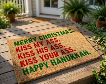 Funny Christmas Doormat, Funny Hanukkah Welcome Mat, Holiday Door Mat, Sarcastic Christmas Gift, Festive Porch Decor, Doormats