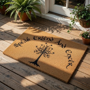 Lotr Doormat, Speak Friend And Enter Coir Doormat, Housewarming Gift, Welcome Mat, Movie Lover Gift, New Home Door Mat Decor