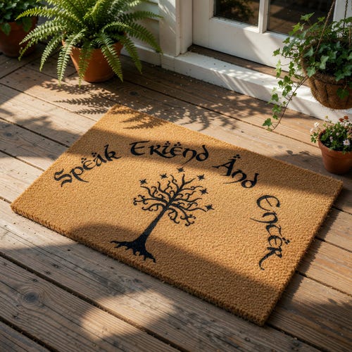 Lotr Doormat, Speak Friend And Enter Coir Doormat, Housewarming Gift, Welcome Mat, Movie Lover Gift, New Home Door Mat Decor