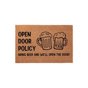 Beer Lover Open Door Policy Doormat - Funny Housewarming Gift