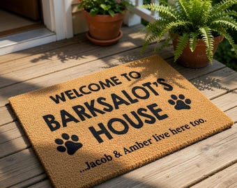 Personalized Dog Doormat, Custom Dog Welcome Mat, Funny Pet Lover Gift, Housewarming Gift, Custom Doormat, Mom Door Mat, Doormats