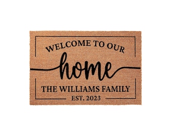 Welcome To Our Home, Custom Family Name Doormat, Housewarming Gift, Front Door