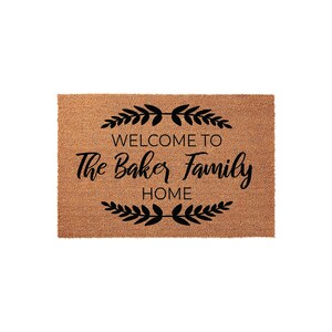 Custom Welcome To The Family Home Doormat, Personalized Last Name