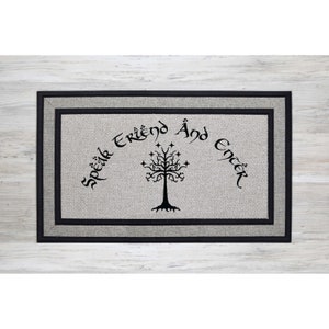 Grey Doormat  Speak Friend And Enter Tree Geek Chic Doormat - Nerdy Housewarming Gift - Doormat Closing Gift - Welcome Doormat - Home 2035**