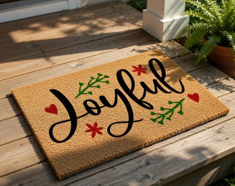 Christmas Doormat, Joyful Holiday Doormat, Welcome Mat For Front Door, Winter Door Mat, Festive Christmas Gift, Porch Decor