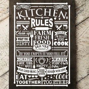 Kitchen Rules 16.5 x23 Funny Kitchen Pallet Sign Home Decor Gift Funny Kitchen Rules Sign Rustic Sign Decor Baker Cook Sign image 3