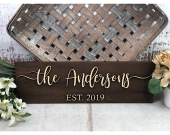 Personalized Gift - Wedding Gift - Family Name Sign - Bridal Shower Gift - Wedding Sign Housewarming Gift - Engagement Gift Family Name 7000