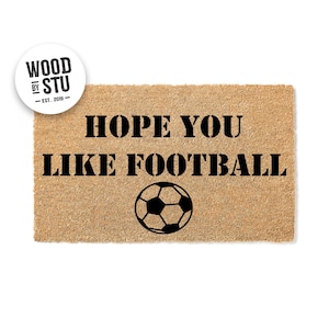 Doormat Hope You Like Football v2 Housewarming Gift Personalized Gift Cute Doormat Sports Doormat Funny Gift Doormat Front Door Mat 4115**