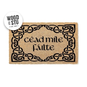 Doormat Cead Mile Failte - Céad Míle Fáilte - A Hundred Thousand Welcomes Welcome mat Celtic Irish Door Mat Home Doormat Housewarming 1622**