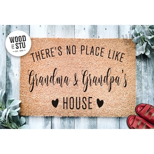 Custom Doormat There's No Place Like Grandma and Grandpa's House Grandparents Day Gift Nana Papa Door Mat Fathers Mother's Mothers Day 1449 image 1