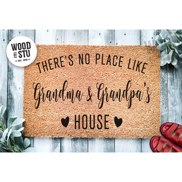 Custom Doormat There's No Place Like Grandma and Grandpa's House Grandparents Day Gift Nana Papa Door Mat Fathers Mother's Mothers Day 1449