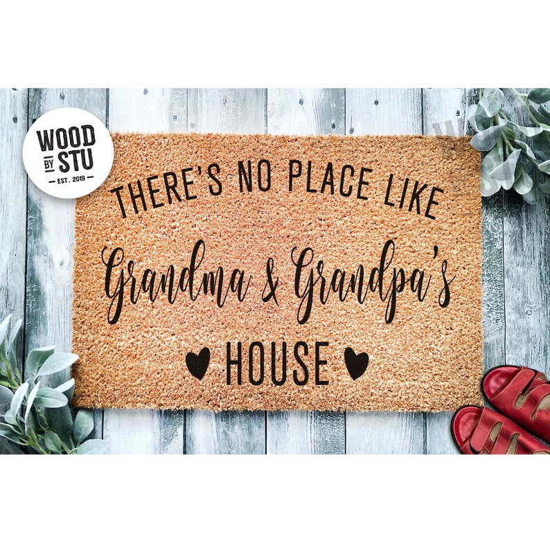 Custom Doormat There's No Place Like Grandma and Grandpa's House Grandparents Day Gift Nana Papa Door Mat Fathers Mother's Mothers Day 1449 image 1