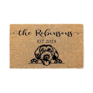 Custom Doormat German Wirehaired Pointer Dog - Personalized Doormat Welcome Mat - Housewarming Gift - Closing Gift - Last Name 1219