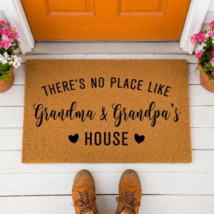 Custom Personalized Doormat: There's No Place Like Grandma & Grandpa's House, Mother's Day Gift, Welcome Mat