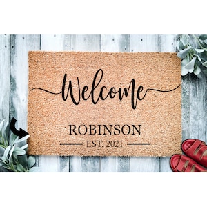 Custom Doormat Welcome Mat Wedding Gift Housewarming Gift Personalized Doormat Closing Gift Personalized Gift Front Door Mat Farmhouse 1021