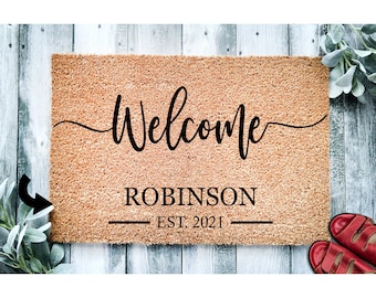 Custom Doormat Welcome Mat Wedding Gift Housewarming Gift Personalized Doormat Closing Gift Personalized Gift Front Door Mat Farmhouse 1021