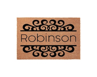 Personalized Family Name Doormat, Custom Welcome Mat, Housewarming Gift, New Home Gift, Last Name Door Mat, Front Porch Entryway Decor