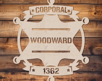 Personalized Sheriff Star Wood Sign, Custom Name Last Badge for Retirement Promotion Gift