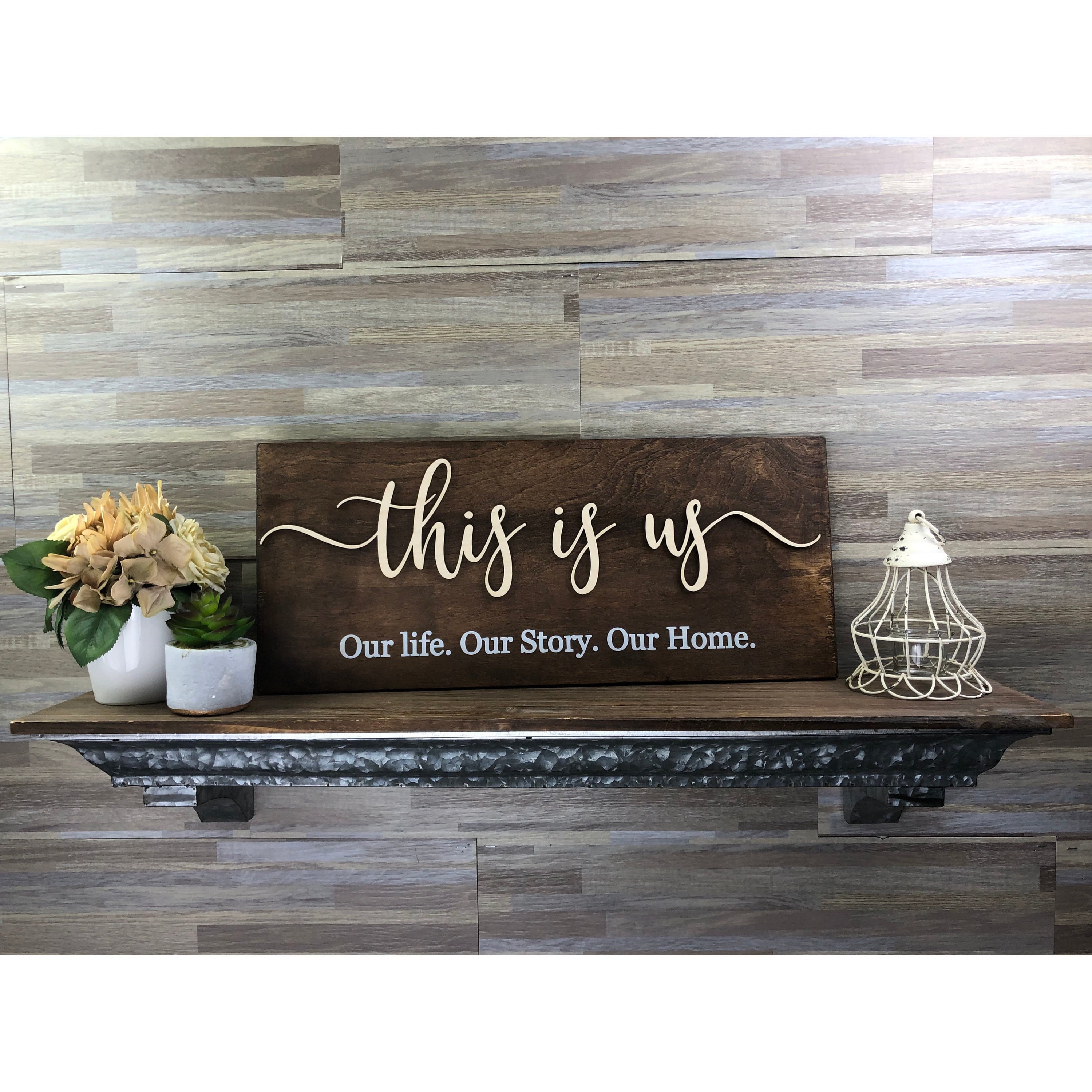this is us sign - custom wood sign - rustic home decor - our first home - our story - home signs - custom home sign