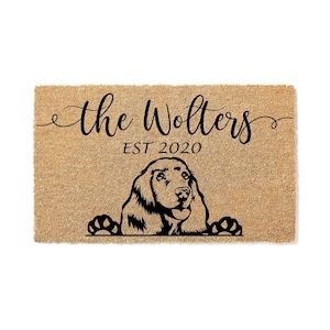 Custom Doormat Personalized Gift Personalized Doormat - Cocker Spaniel Dog Welcome Mat Housewarming Gift Last Name Doormat Closing Gift 1217