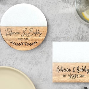 Custom Marble Wood Premium Engraved Coasters House Warming Gift Personalized Gift Wedding Gif Engagement Gift Personalized Gift image 7