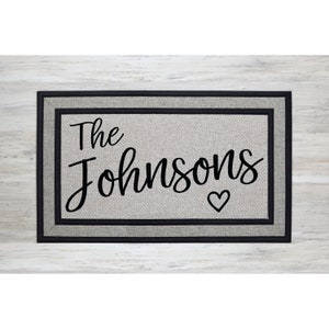 Grey Doormat Premium Housewarming Gift - Wedding Gift - Custom Personalized Doormat - Closing Gift - Front Door Mat - Monogram Rug 1633