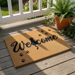 Cat Welcome Mat, Cat Lover Gift, Housewarming Gift, Funny Doormat, Pet Lover Mom Coir Door Mat, Entry Rug, Doormats, Funny Doormats