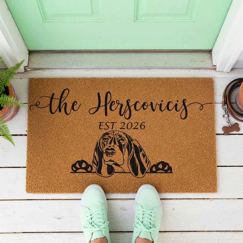Personalized Doormat Family Name Est Welcome Dog Paw Print Mat 1163