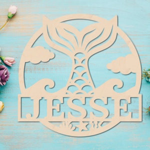 Mermaid Name Sign: Custom Kids Room Decor, Ocean Theme 7182