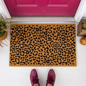 Doormat: Unique Trendy Wild Spotted Leopard Pattern, Welcome Mat, Housewarming Closing Gift