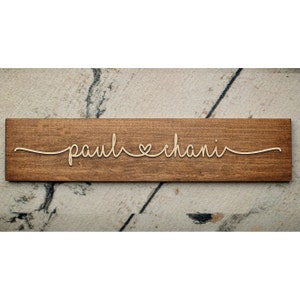 Personalized Couple Names with Heart Valentine's Day Gift Rustic Personalized Sign Rustic Wood Personalized Sign Home Decor Wedding image 1