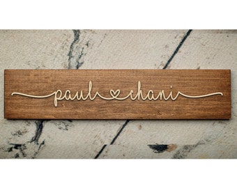 Personalized Couple Names with Heart Valentine's Day Gift | Rustic Personalized Sign | Rustic Wood Personalized Sign | Home Decor | Wedding