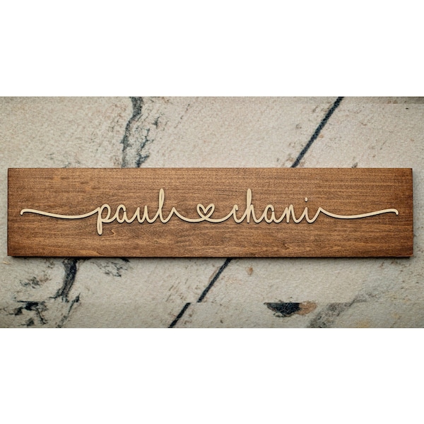 Personalized Couple Names with Heart Valentine's Day Gift | Rustic Personalized Sign | Rustic Wood Personalized Sign | Home Decor | Wedding