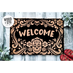 Doormat Sugar Skull Welcome | Sugar Skulls | Day of the Dead | Welcome Doormat | Día de Muertos Door Mat | Home Doormat Housewarming 1660**