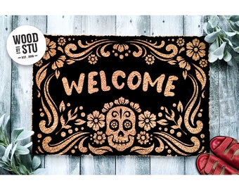 Doormat Sugar Skull Welcome | Sugar Skulls | Day of the Dead | Welcome Doormat | Día de Muertos Door Mat | Home Doormat Housewarming 1660**