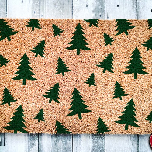 Christmas Tree Pattern Door Mat Winter Doormat Etsy