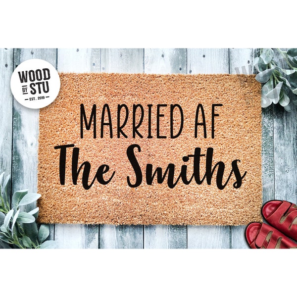 Custom Doormat Personalized Gift Married AF Last Name Housewarming Gift Wedding Gift  Personalized Doormat Closing Gift Welcome Mat 1429