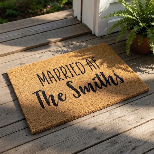 Personalized Wedding Doormat, Married AF Custom Door Mat, Newlywed Gift, Funny Doormats, Housewarming Gift, Welcome Mat For Couples