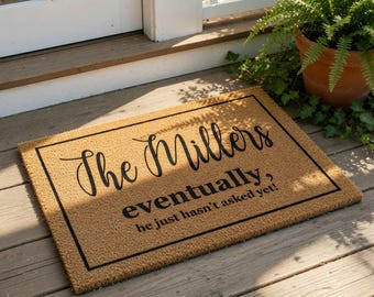 Personalized Engagement Doormat, Funny Doormats, Wedding Gift, Custom Welcome Mat, Housewarming Gift, New Home Decor, Door Mat