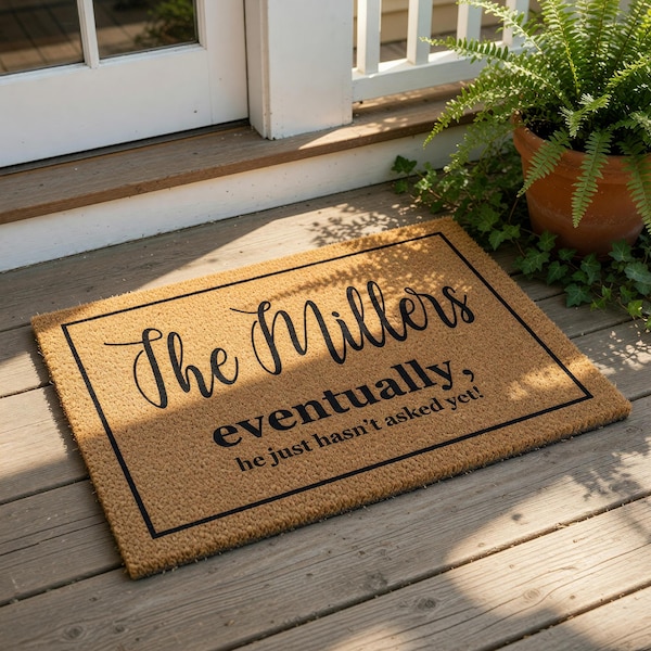 Personalized Engagement Doormat, Funny Doormats, Wedding Gift, Custom Welcome Mat, Housewarming Gift, New Home Decor, Door Mat