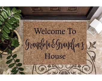 Custom Doormat Welcome to Grandma and Grandpa's House Grandparents Welcome Cute Mat Door Mat Home Doormat | Housewarming | Nana Gift 1001